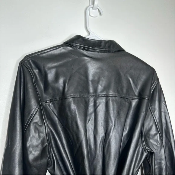 NWT Nic+Zoe Womens Black Faux Leather Knee Length Shirtdress Size Large and XL - Picture 8 of 11
